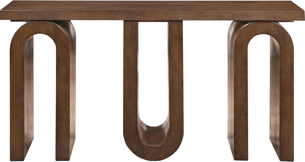 Meridian Furniture Westbourne Oak Veneer Console Table with Triple Base for Entryway Hallway or Living Room Brown 99091Brown-T