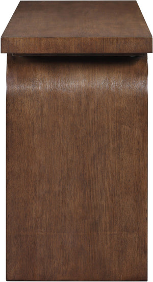 Meridian Furniture Westbourne Oak Veneer Console Table with Triple Base for Entryway Hallway or Living Room Brown 99091Brown-T