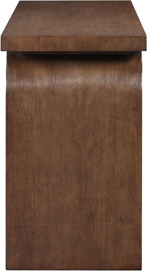 Meridian Furniture Westbourne Oak Veneer Console Table with Triple Base for Entryway Hallway or Living Room Brown 99091Brown-T