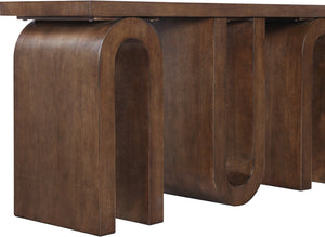 Meridian Furniture Westbourne Oak Veneer Console Table with Triple Base for Entryway Hallway or Living Room Brown 99091Brown-T
