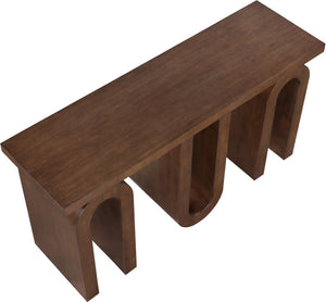 Meridian Furniture Westbourne Oak Veneer Console Table with Triple Base for Entryway Hallway or Living Room Brown 99091Brown-T