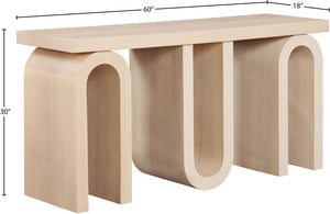 Meridian Furniture Westbourne Oak Veneer Console Table with Triple Base for Entryway Hallway or Living Room Natural 99091Natural-T