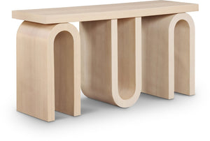 Meridian Furniture Westbourne Oak Veneer Console Table with Triple Base for Entryway Hallway or Living Room Natural 99091Natural-T