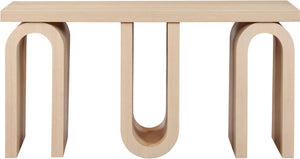 Meridian Furniture Westbourne Oak Veneer Console Table with Triple Base for Entryway Hallway or Living Room Natural 99091Natural-T