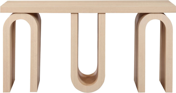 Meridian Furniture Westbourne Oak Veneer Console Table with Triple Base for Entryway Hallway or Living Room Natural 99091Natural-T