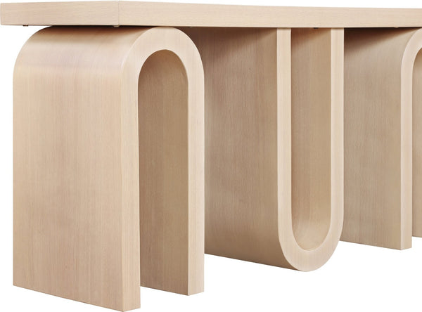 Meridian Furniture Westbourne Oak Veneer Console Table with Triple Base for Entryway Hallway or Living Room Natural 99091Natural-T