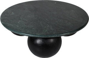 Meridian Furniture Treviso Round Marble Top Coffee Table with Art Deco Mango Wood Ball Bases for Living Rooms Green 99092Green-CT