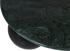 Meridian Furniture Treviso Round Marble Top Coffee Table with Art Deco Mango Wood Ball Bases for Living Rooms Green 99092Green-CT