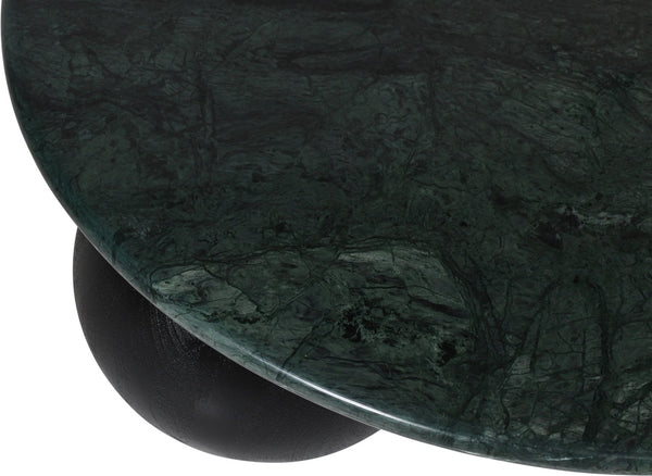 Meridian Furniture Treviso Round Marble Top Coffee Table with Art Deco Mango Wood Ball Bases for Living Rooms Green 99092Green-CT