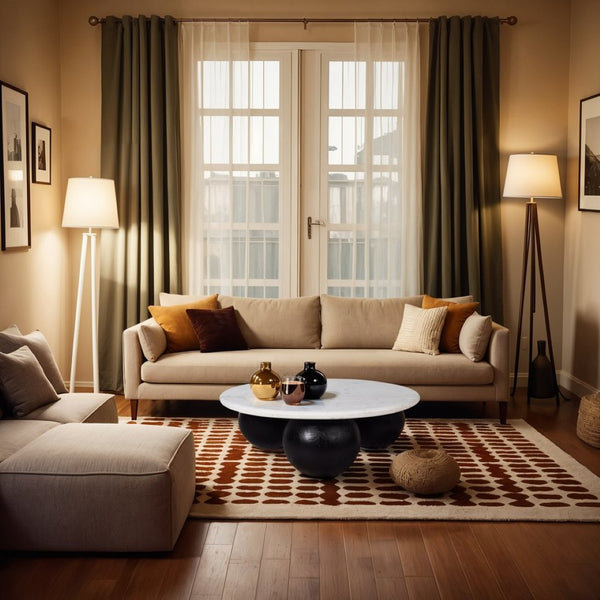 Meridian Furniture Treviso Round Marble Top Coffee Table with Art Deco Mango Wood Ball Bases for Living Rooms White 99092White-CT