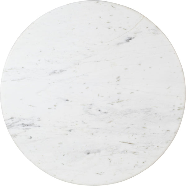 Meridian Furniture Treviso Round Marble Top Coffee Table with Art Deco Mango Wood Ball Bases for Living Rooms White 99092White-CT