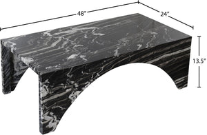 Meridian Furniture Palermo Genuine Marble Coffee Table with Art Deco Arched Base for Living Room Elegance Black 99093Black-CT