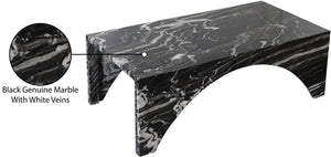 Meridian Furniture Palermo Genuine Marble Coffee Table with Art Deco Arched Base for Living Room Elegance Black 99093Black-CT