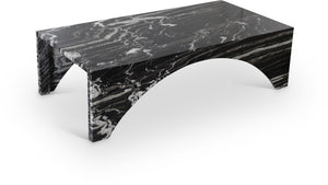 Meridian Furniture Palermo Genuine Marble Coffee Table with Art Deco Arched Base for Living Room Elegance Black 99093Black-CT