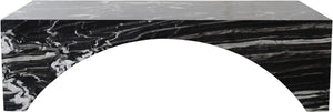 Meridian Furniture Palermo Genuine Marble Coffee Table with Art Deco Arched Base for Living Room Elegance Black 99093Black-CT