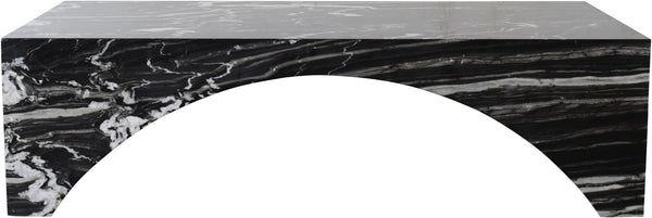 Meridian Furniture Palermo Genuine Marble Coffee Table with Art Deco Arched Base for Living Room Elegance Black 99093Black-CT