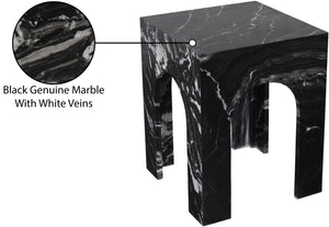 Meridian Furniture Palermo Genuine Marble End Table with Arched Art Deco Silhouette for Elegant Interiors Black 99093Black-ET
