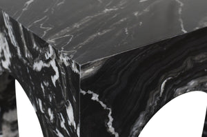 Meridian Furniture Palermo Genuine Marble End Table with Arched Art Deco Silhouette for Elegant Interiors Black 99093Black-ET