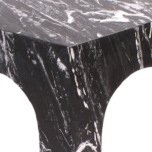 Meridian Furniture Palermo Genuine Marble End Table with Arched Art Deco Silhouette for Elegant Interiors Black 99093Black-ET
