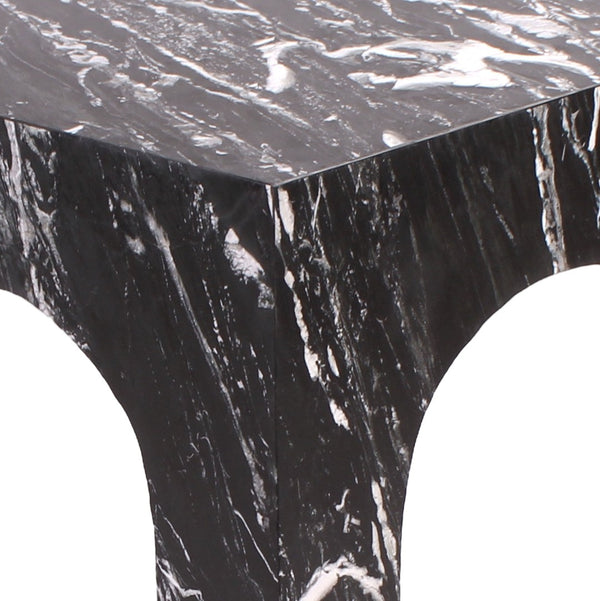 Meridian Furniture Palermo Genuine Marble End Table with Arched Art Deco Silhouette for Elegant Interiors Black 99093Black-ET
