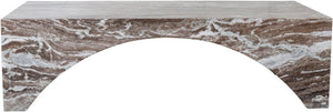Meridian Furniture Palermo Genuine Marble Coffee Table with Art Deco Arched Base for Living Room Elegance Brown 99093Brown-CT