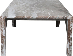Meridian Furniture Palermo Genuine Marble Coffee Table with Art Deco Arched Base for Living Room Elegance Brown 99093Brown-CT