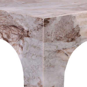 Meridian Furniture Palermo Genuine Marble End Table with Arched Art Deco Silhouette for Elegant Interiors Brown 99093Brown-ET