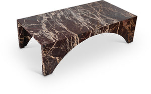 Meridian Furniture Palermo Genuine Marble Coffee Table with Art Deco Arched Base for Living Room Elegance Cherry 99093Cherry-CT