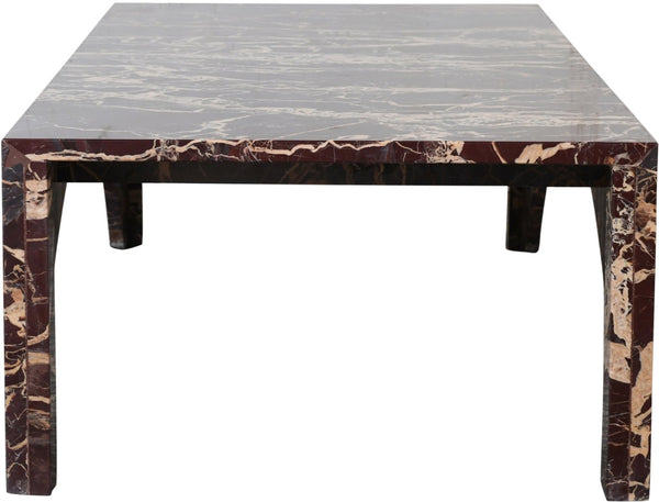 Meridian Furniture Palermo Genuine Marble Coffee Table with Art Deco Arched Base for Living Room Elegance Cherry 99093Cherry-CT