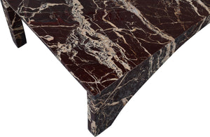 Meridian Furniture Palermo Genuine Marble Coffee Table with Art Deco Arched Base for Living Room Elegance Cherry 99093Cherry-CT
