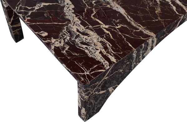 Meridian Furniture Palermo Genuine Marble Coffee Table with Art Deco Arched Base for Living Room Elegance Cherry 99093Cherry-CT