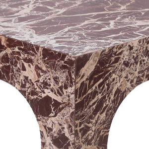 Meridian Furniture Palermo Genuine Marble End Table with Arched Art Deco Silhouette for Elegant Interiors Cherry 99093Cherry-ET