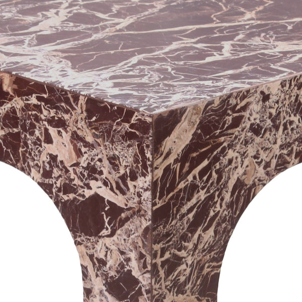 Meridian Furniture Palermo Genuine Marble End Table with Arched Art Deco Silhouette for Elegant Interiors Cherry 99093Cherry-ET