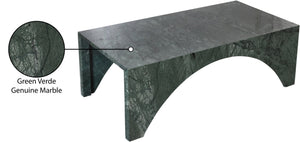 Meridian Furniture Palermo Genuine Marble Coffee Table with Art Deco Arched Base for Living Room Elegance Green 99093Green-CT