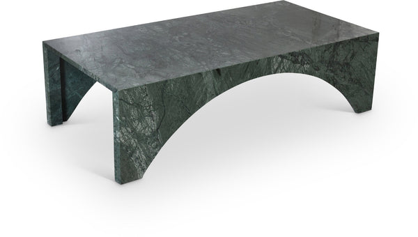 Meridian Furniture Palermo Genuine Marble Coffee Table with Art Deco Arched Base for Living Room Elegance Green 99093Green-CT