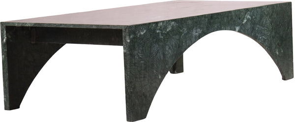 Meridian Furniture Palermo Genuine Marble Coffee Table with Art Deco Arched Base for Living Room Elegance Green 99093Green-CT