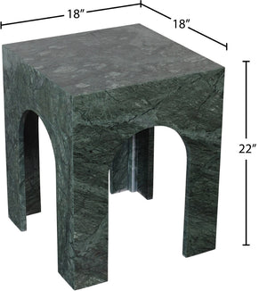 Meridian Furniture Palermo Genuine Marble End Table with Arched Art Deco Silhouette for Elegant Interiors Green 99093Green-ET
