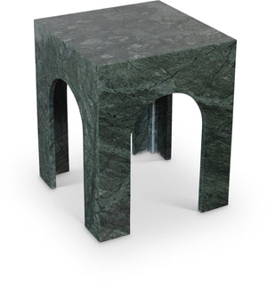 Meridian Furniture Palermo Genuine Marble End Table with Arched Art Deco Silhouette for Elegant Interiors Green 99093Green-ET