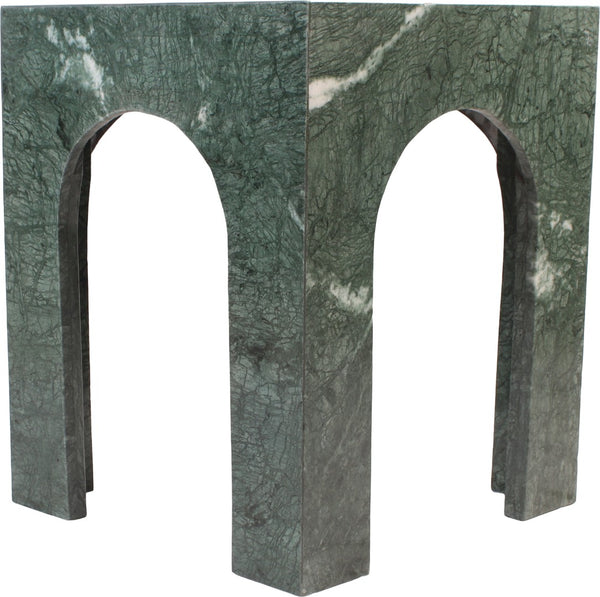 Meridian Furniture Palermo Genuine Marble End Table with Arched Art Deco Silhouette for Elegant Interiors Green 99093Green-ET