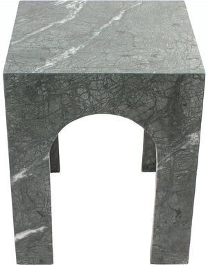 Meridian Furniture Palermo Genuine Marble End Table with Arched Art Deco Silhouette for Elegant Interiors Green 99093Green-ET