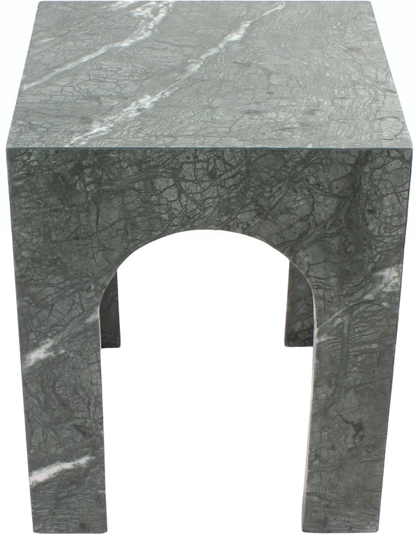 Meridian Furniture Palermo Genuine Marble End Table with Arched Art Deco Silhouette for Elegant Interiors Green 99093Green-ET
