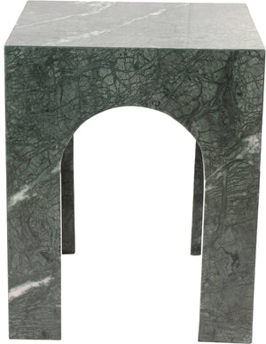 Meridian Furniture Palermo Genuine Marble End Table with Arched Art Deco Silhouette for Elegant Interiors Green 99093Green-ET