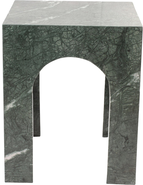 Meridian Furniture Palermo Genuine Marble End Table with Arched Art Deco Silhouette for Elegant Interiors Green 99093Green-ET