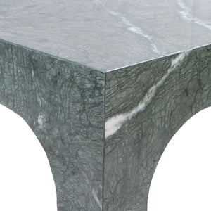 Meridian Furniture Palermo Genuine Marble End Table with Arched Art Deco Silhouette for Elegant Interiors Green 99093Green-ET