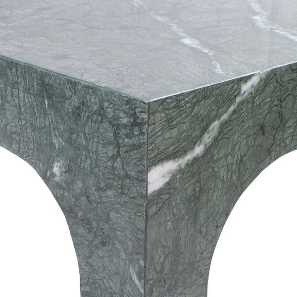Meridian Furniture Palermo Genuine Marble End Table with Arched Art Deco Silhouette for Elegant Interiors Green 99093Green-ET