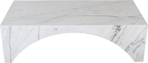 Meridian Furniture Palermo Genuine Marble Coffee Table with Art Deco Arched Base for Living Room Elegance White 99093White-CT