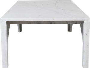 Meridian Furniture Palermo Genuine Marble Coffee Table with Art Deco Arched Base for Living Room Elegance White 99093White-CT