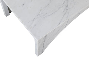 Meridian Furniture Palermo Genuine Marble Coffee Table with Art Deco Arched Base for Living Room Elegance White 99093White-CT