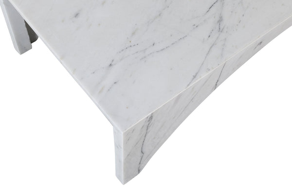 Meridian Furniture Palermo Genuine Marble Coffee Table with Art Deco Arched Base for Living Room Elegance White 99093White-CT