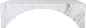 Meridian Furniture Palermo Genuine Marble Coffee Table with Art Deco Arched Base for Living Room Elegance White 99093White-CT